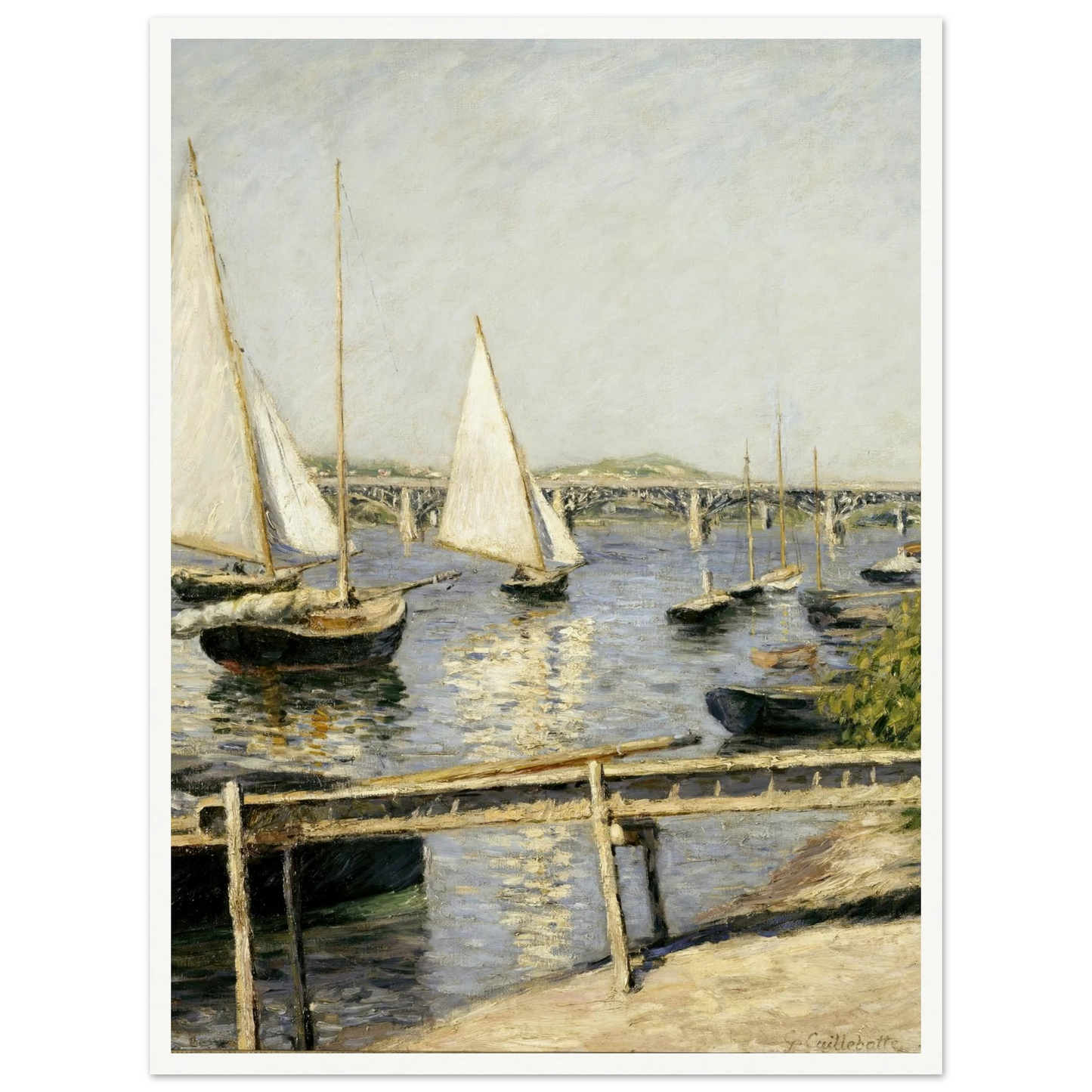 Sailing Boats at Argenteuil (circa 1888) Art Print | Gustave Caillebotte - Framed Poster - 30x40 cm / 12x16″ - Black frame