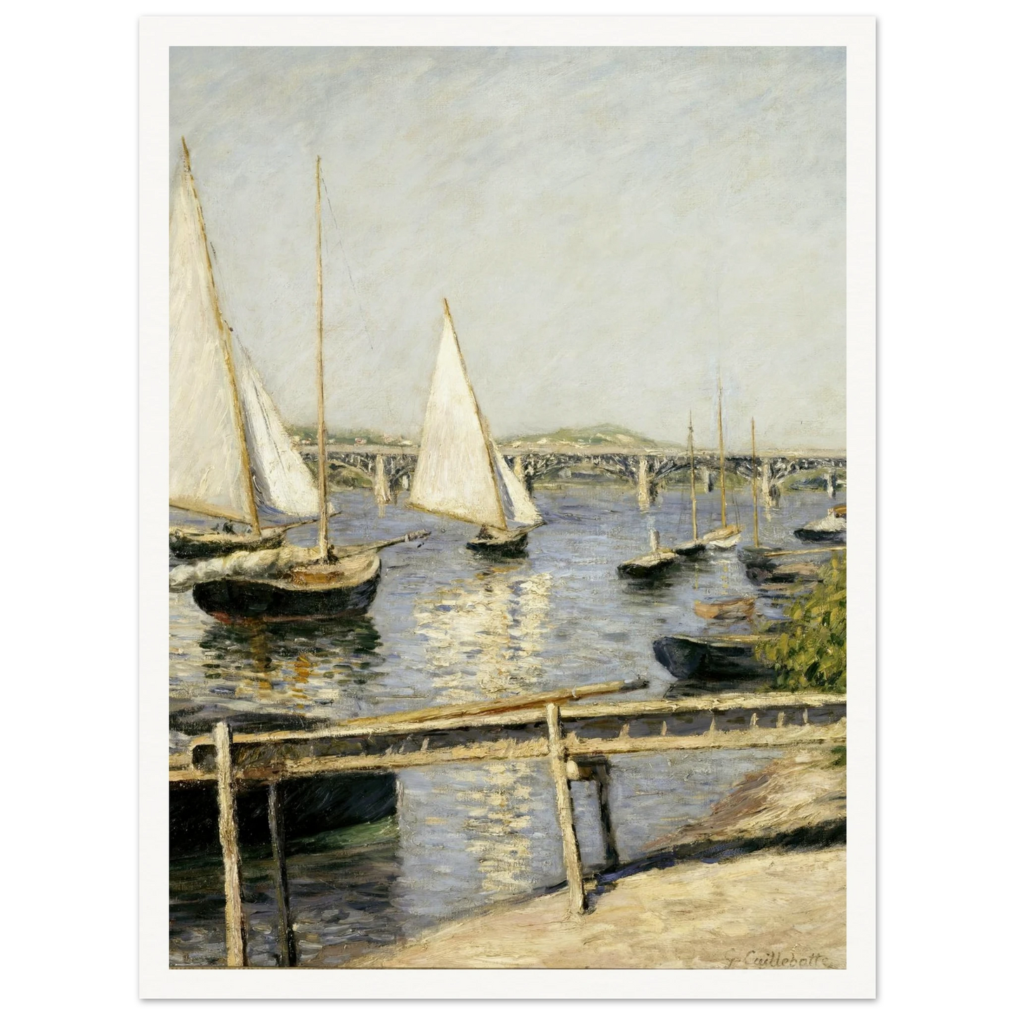 Sailing Boats at Argenteuil (circa 1888) Art Print | Gustave Caillebotte - Framed Poster - 30x40 cm / 12x16″ - Black frame