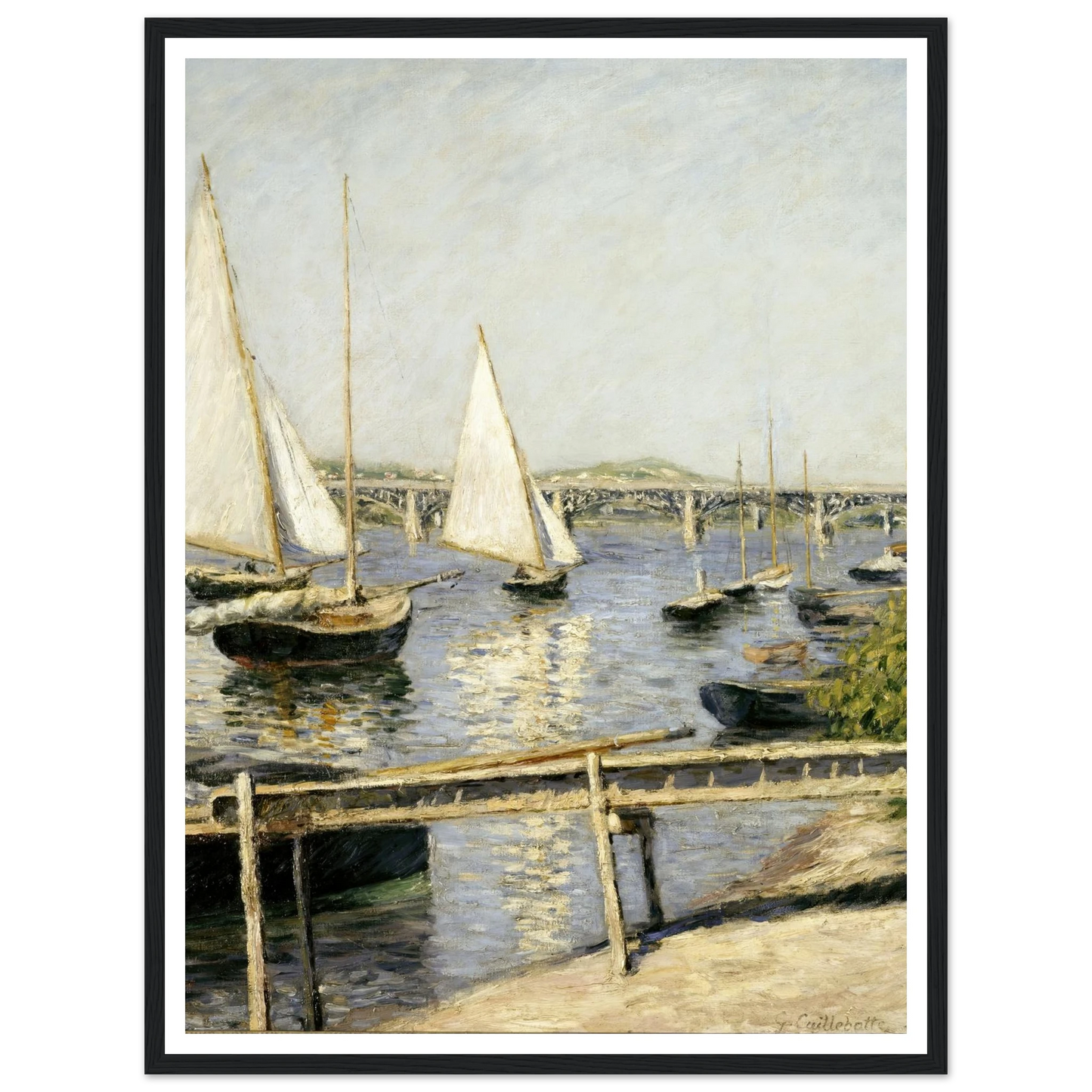 Sailing Boats at Argenteuil (circa 1888) Art Print | Gustave Caillebotte - Framed Poster - 30x40 cm / 12x16″ - Black frame