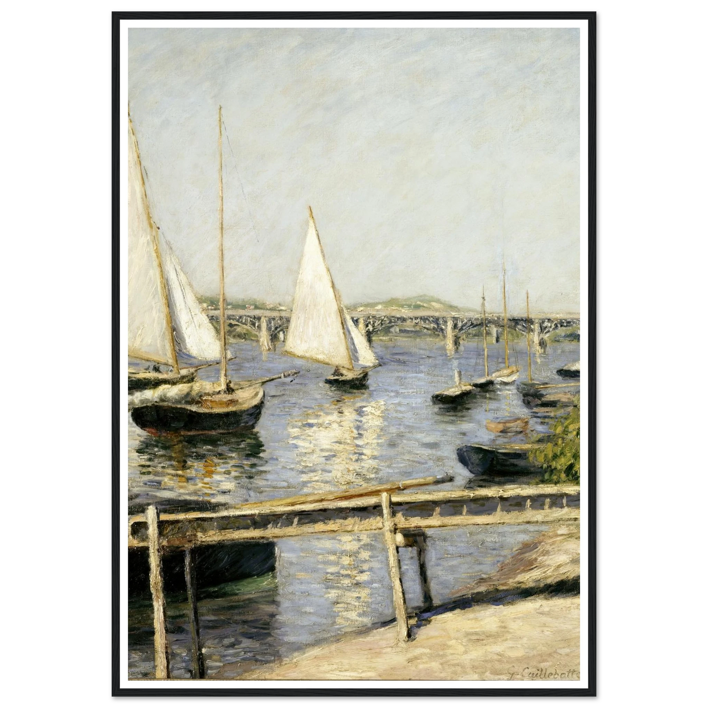 Sailing Boats at Argenteuil (circa 1888) Art Print | Gustave Caillebotte - Framed Poster - 30x40 cm / 12x16″ - Black frame