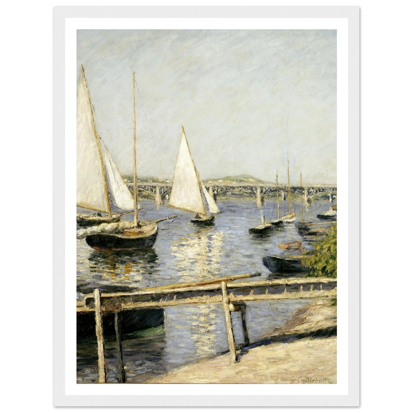 Sailing Boats at Argenteuil (circa 1888) Art Print | Gustave Caillebotte - Framed Poster - 30x40 cm / 12x16″ - Black frame