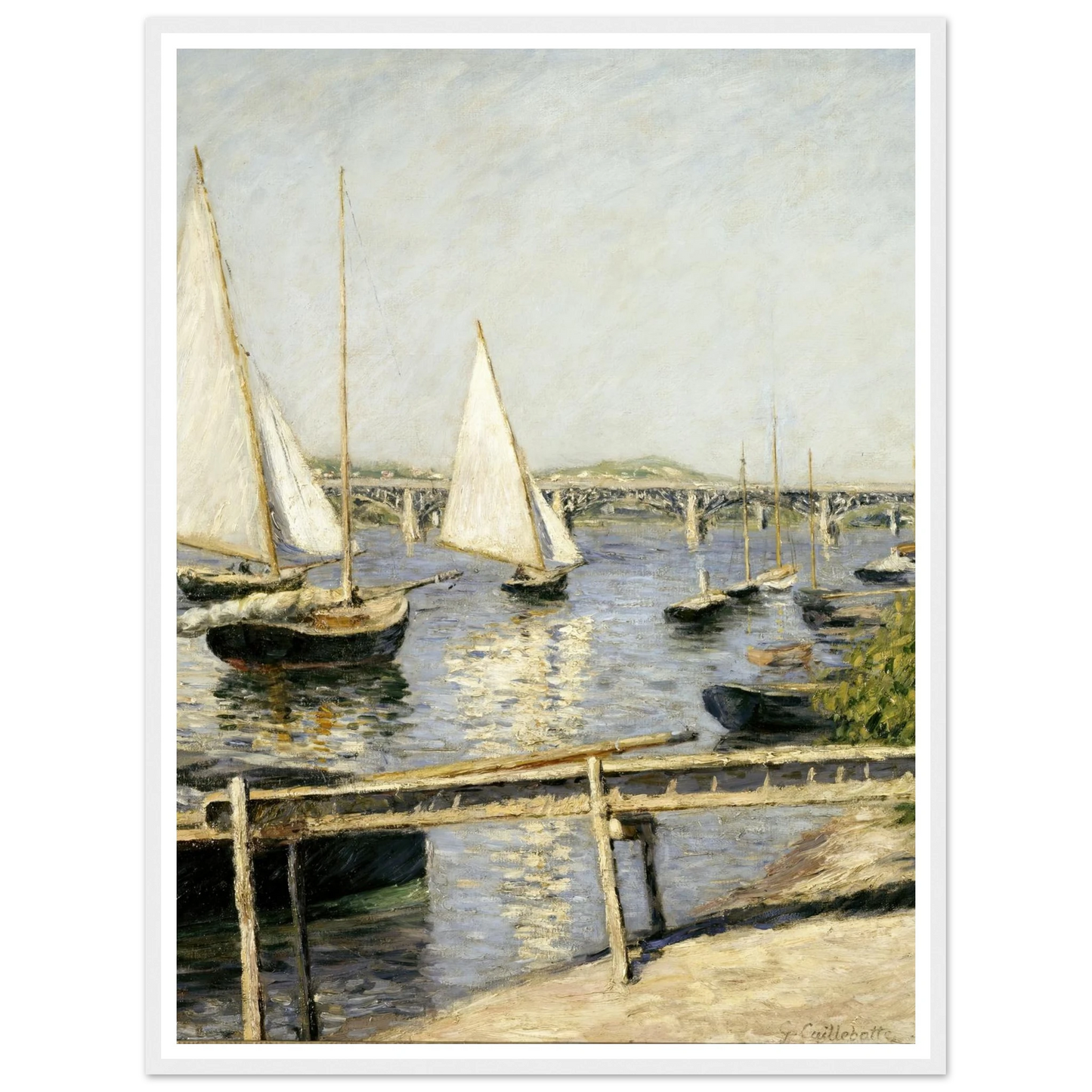 Sailing Boats at Argenteuil (circa 1888) Art Print | Gustave Caillebotte - Framed Poster - 30x40 cm / 12x16″ - Black frame