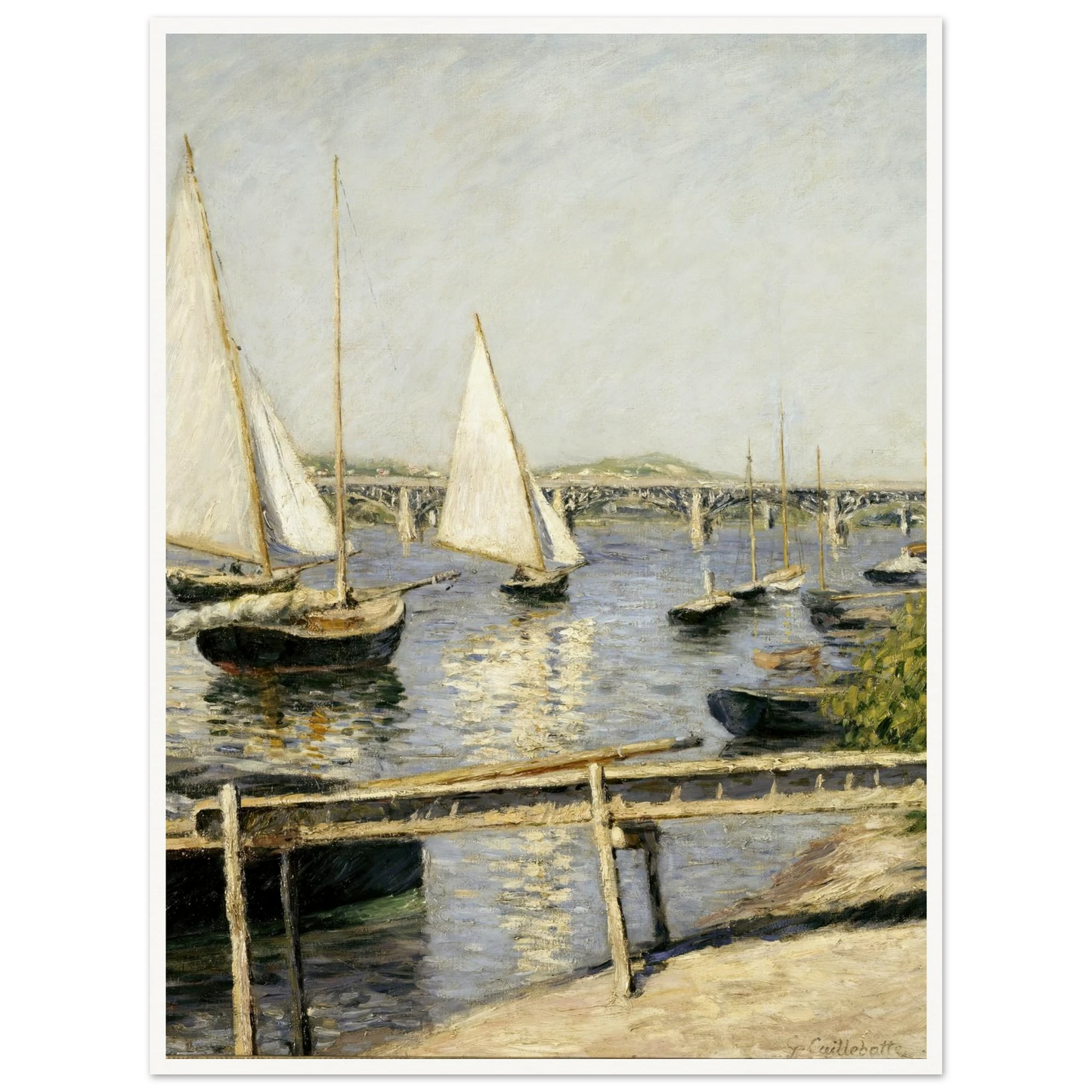 Sailing Boats at Argenteuil (circa 1888) Art Print | Gustave Caillebotte - Framed Poster - 30x40 cm / 12x16″ - Black frame