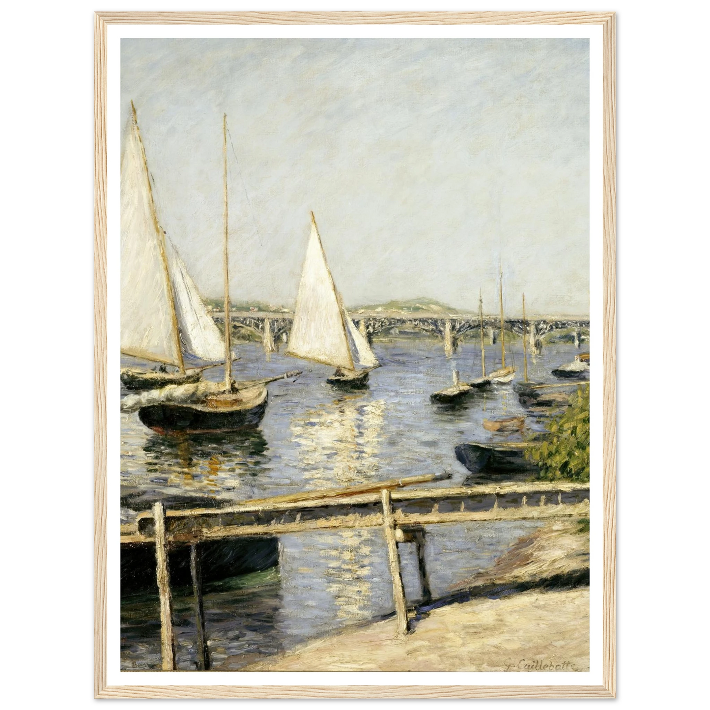 Sailing Boats at Argenteuil (circa 1888) Art Print | Gustave Caillebotte - Framed Poster - 30x40 cm / 12x16″ - Black frame
