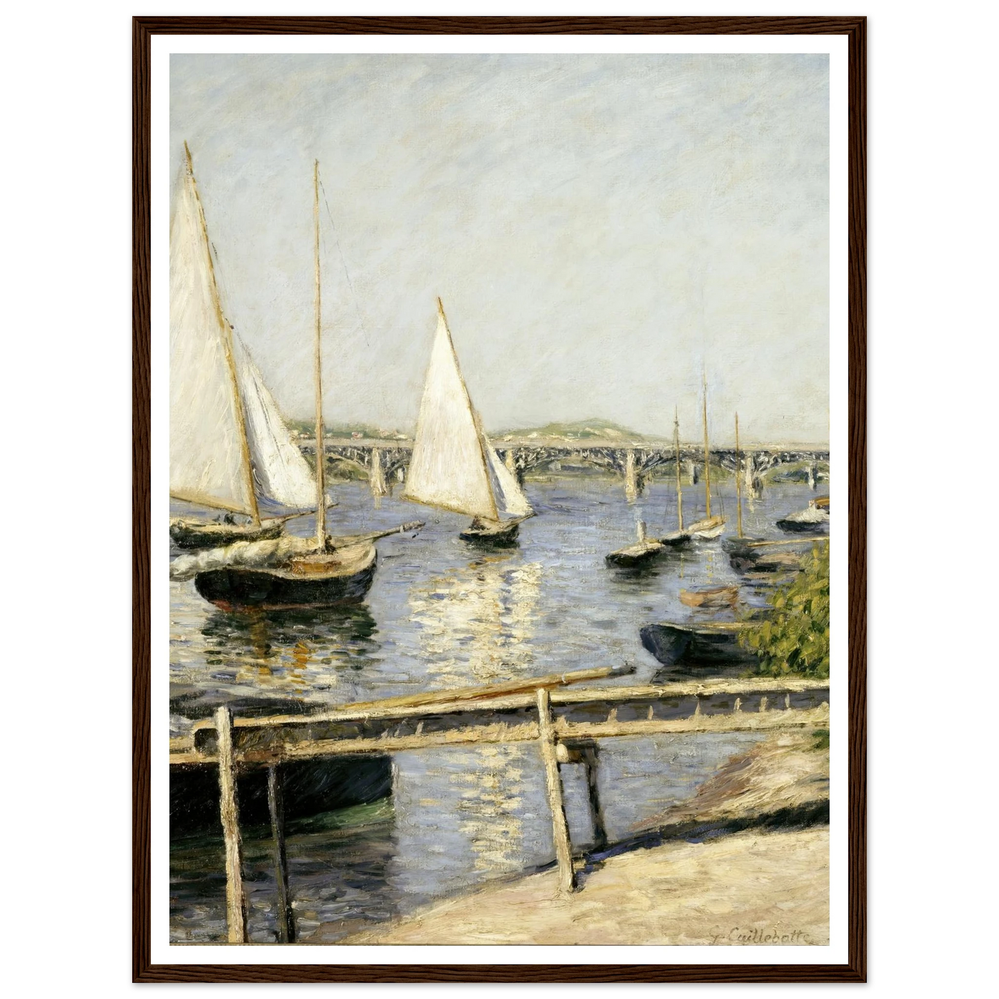 Sailing Boats at Argenteuil (circa 1888) Art Print | Gustave Caillebotte - Framed Poster - 30x40 cm / 12x16″ - Black frame