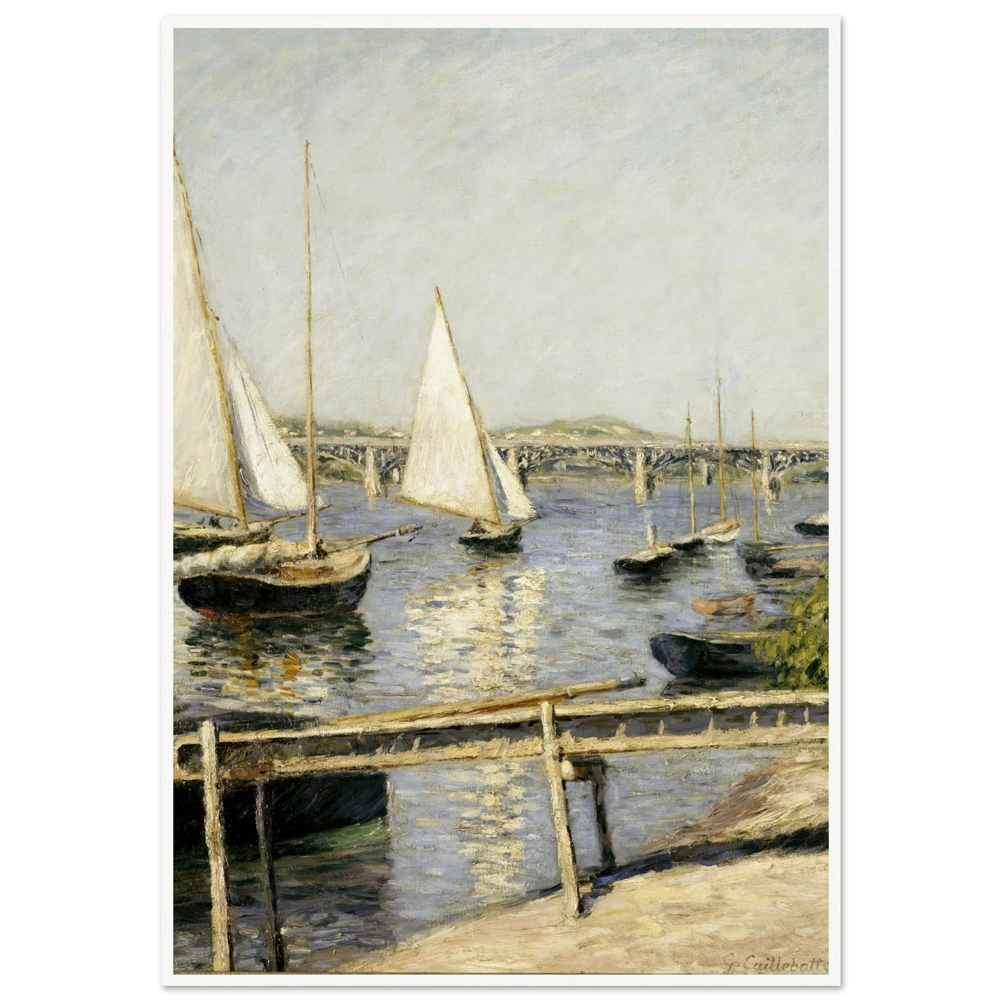 Sailing Boats at Argenteuil (circa 1888) Art Print | Gustave Caillebotte - Framed Poster - 30x40 cm / 12x16″ - Black frame