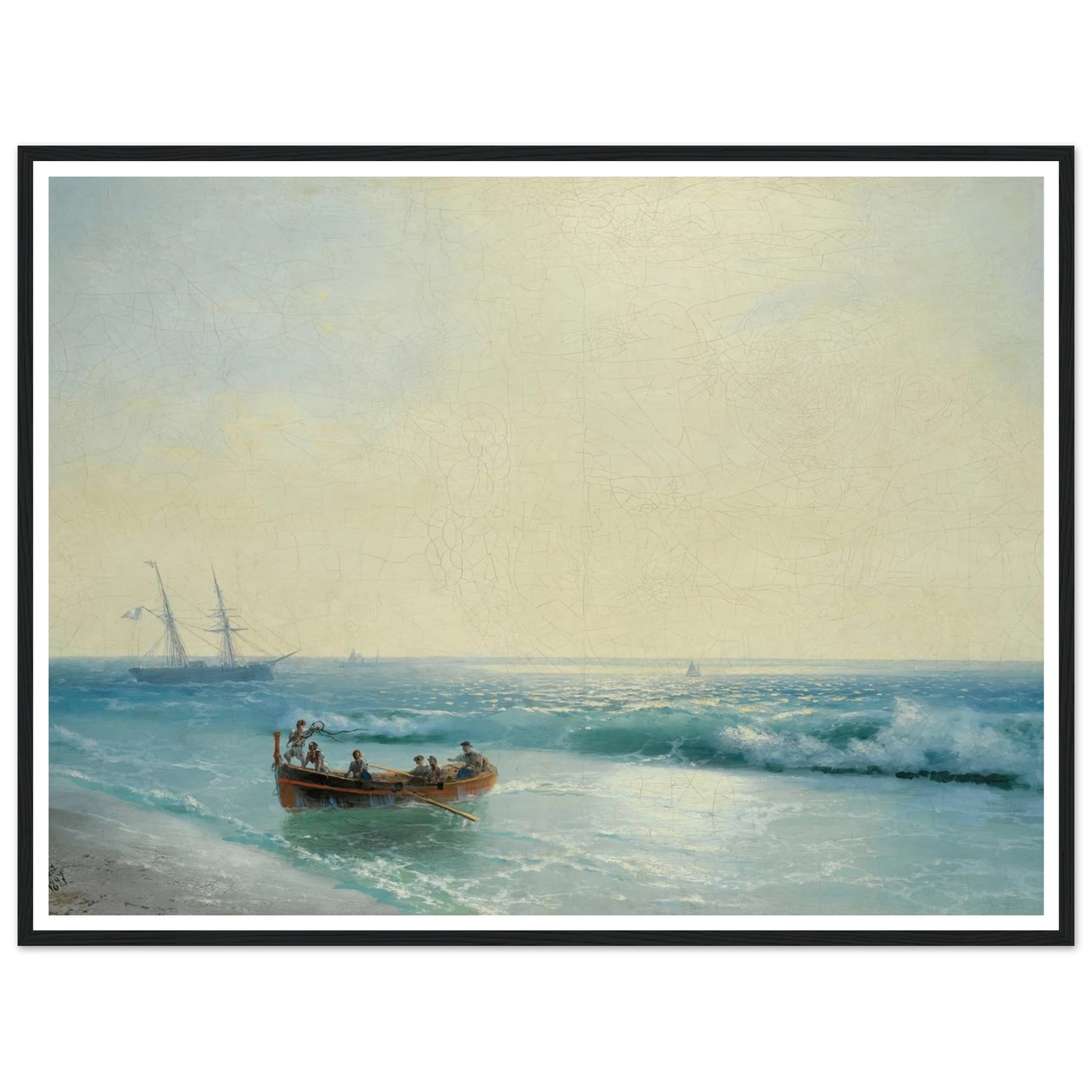 Sailors Coming Ashore (1897) Art Print | Ivan Konstantinovich Aivazovsky - Framed Poster - 30x40 cm / 12x16″ - Black frame