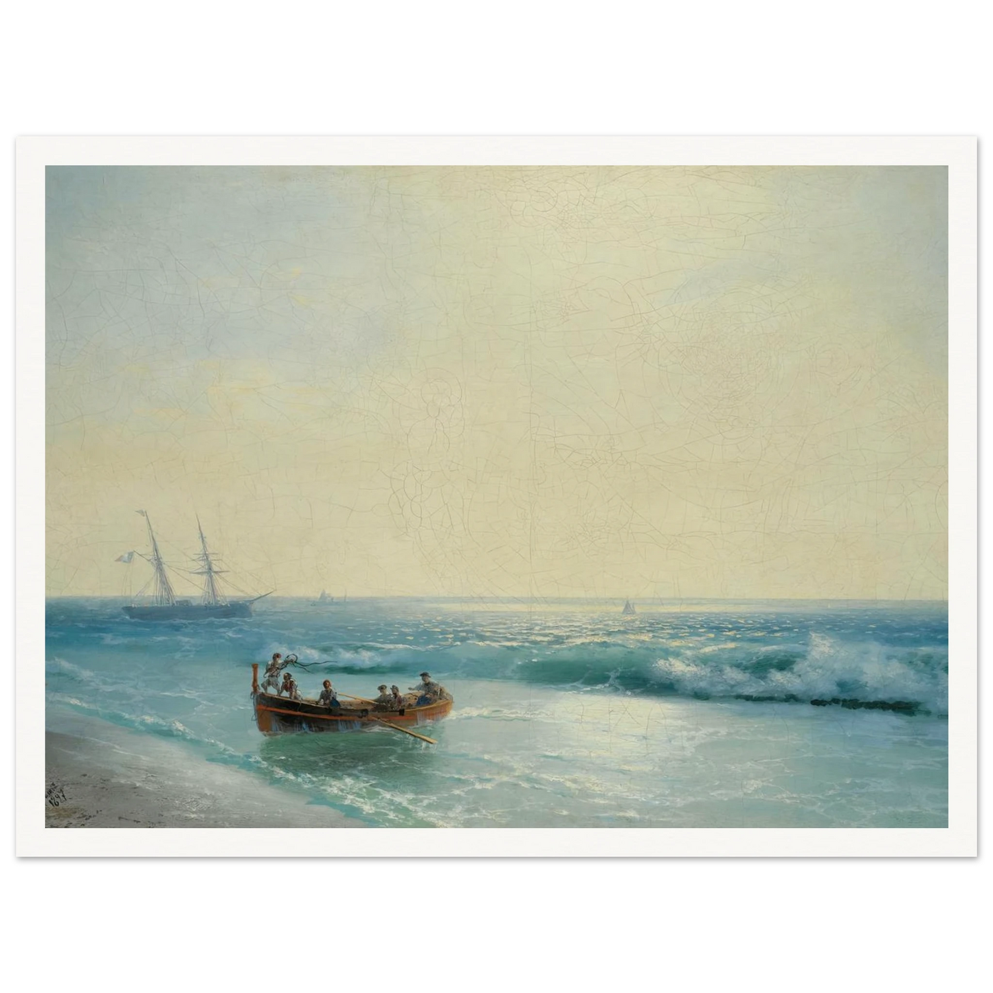 Sailors Coming Ashore (1897) Art Print | Ivan Konstantinovich Aivazovsky - Framed Poster - 30x40 cm / 12x16″ - Black frame