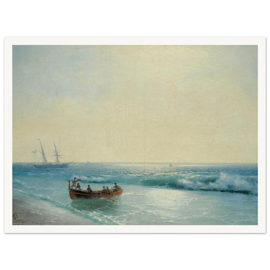 Sailors Coming Ashore (1897) Art Print | Ivan Konstantinovich Aivazovsky - Framed Poster - 30x40 cm / 12x16″ - Black frame