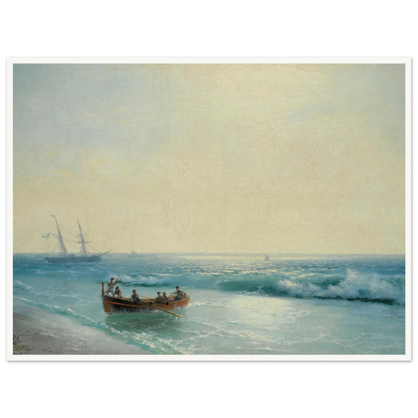 Sailors Coming Ashore (1897) Art Print | Ivan Konstantinovich Aivazovsky - Framed Poster - 30x40 cm / 12x16″ - Black frame
