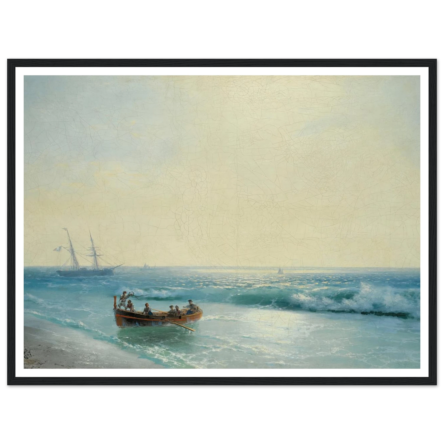 Sailors Coming Ashore (1897) Art Print | Ivan Konstantinovich Aivazovsky - Framed Poster - 30x40 cm / 12x16″ - Black frame