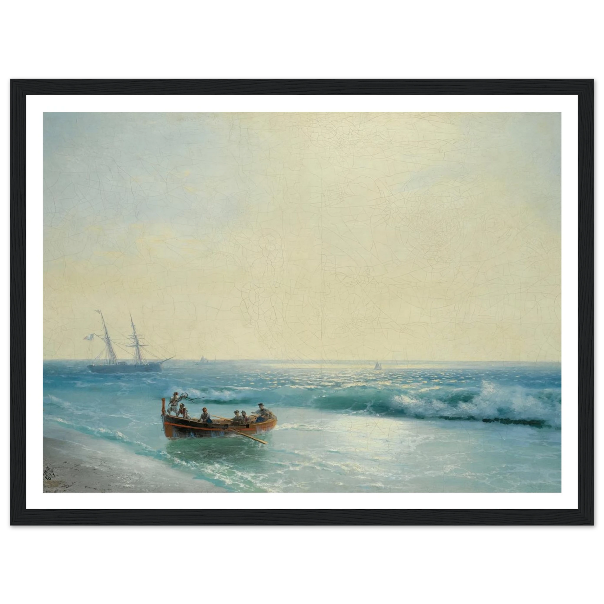 Sailors Coming Ashore (1897) Art Print | Ivan Konstantinovich Aivazovsky - Framed Poster - 30x40 cm / 12x16″ - Black frame