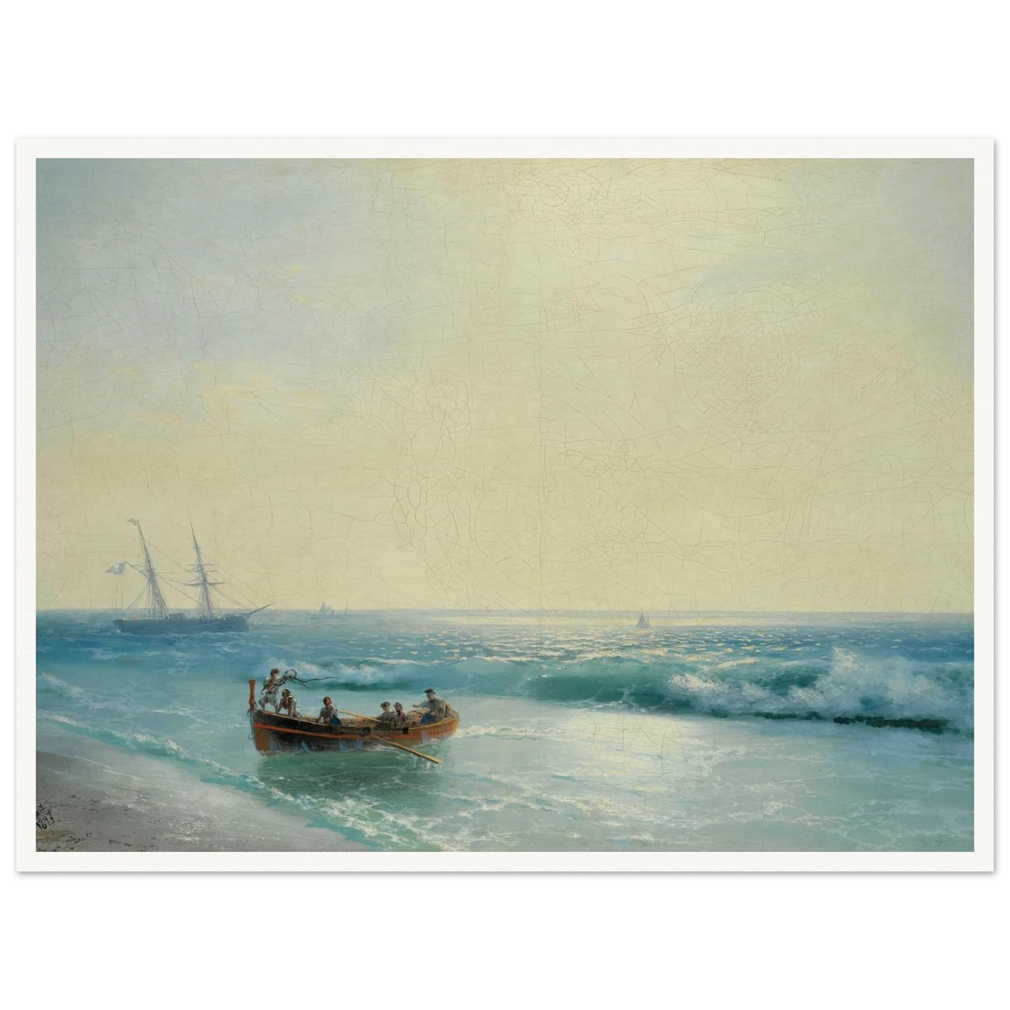 Sailors Coming Ashore (1897) Art Print | Ivan Konstantinovich Aivazovsky - Framed Poster - 30x40 cm / 12x16″ - Black frame