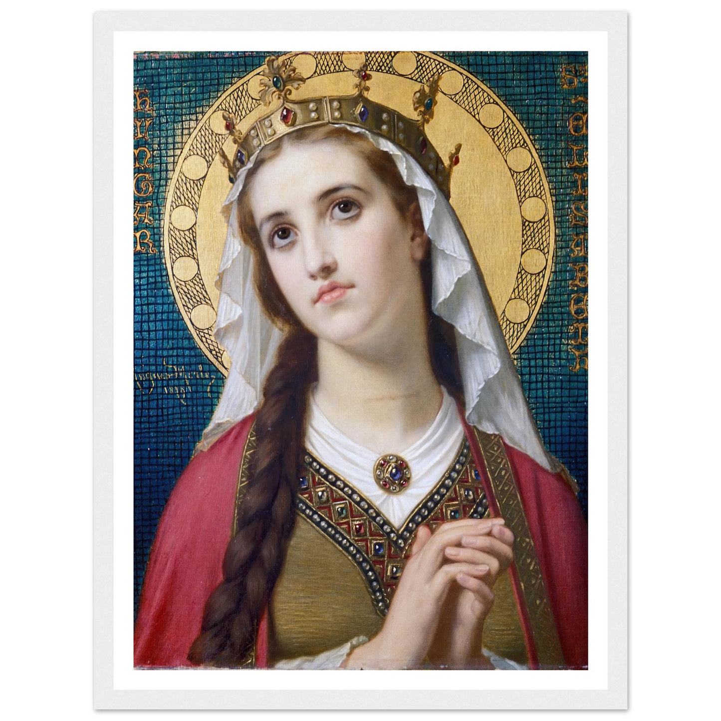 Saint Elizabeth Of Hungary (1879) Art Print | Hugues Merle - Framed Poster - 30x40 cm / 12x16″ - Black frame
