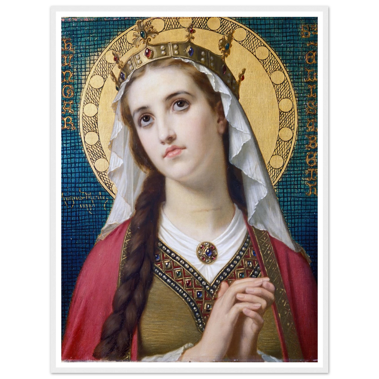 Saint Elizabeth Of Hungary (1879) Art Print | Hugues Merle - Framed Poster - 30x40 cm / 12x16″ - Black frame