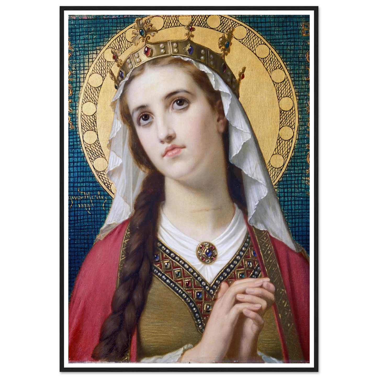 Saint Elizabeth Of Hungary (1879) Art Print | Hugues Merle - Framed Poster - 30x40 cm / 12x16″ - Black frame