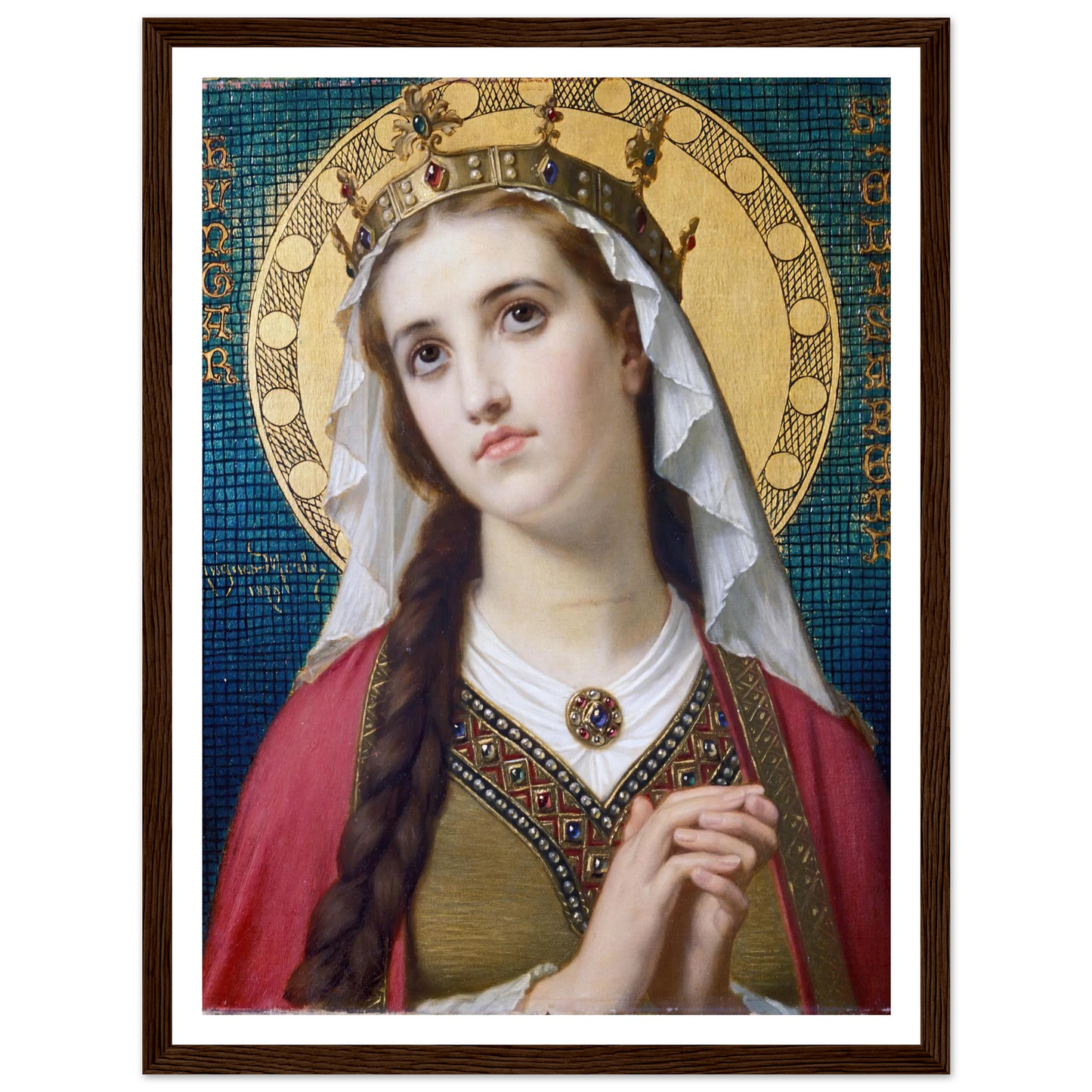 Saint Elizabeth Of Hungary (1879) Art Print | Hugues Merle - Framed Poster - 30x40 cm / 12x16″ - Black frame