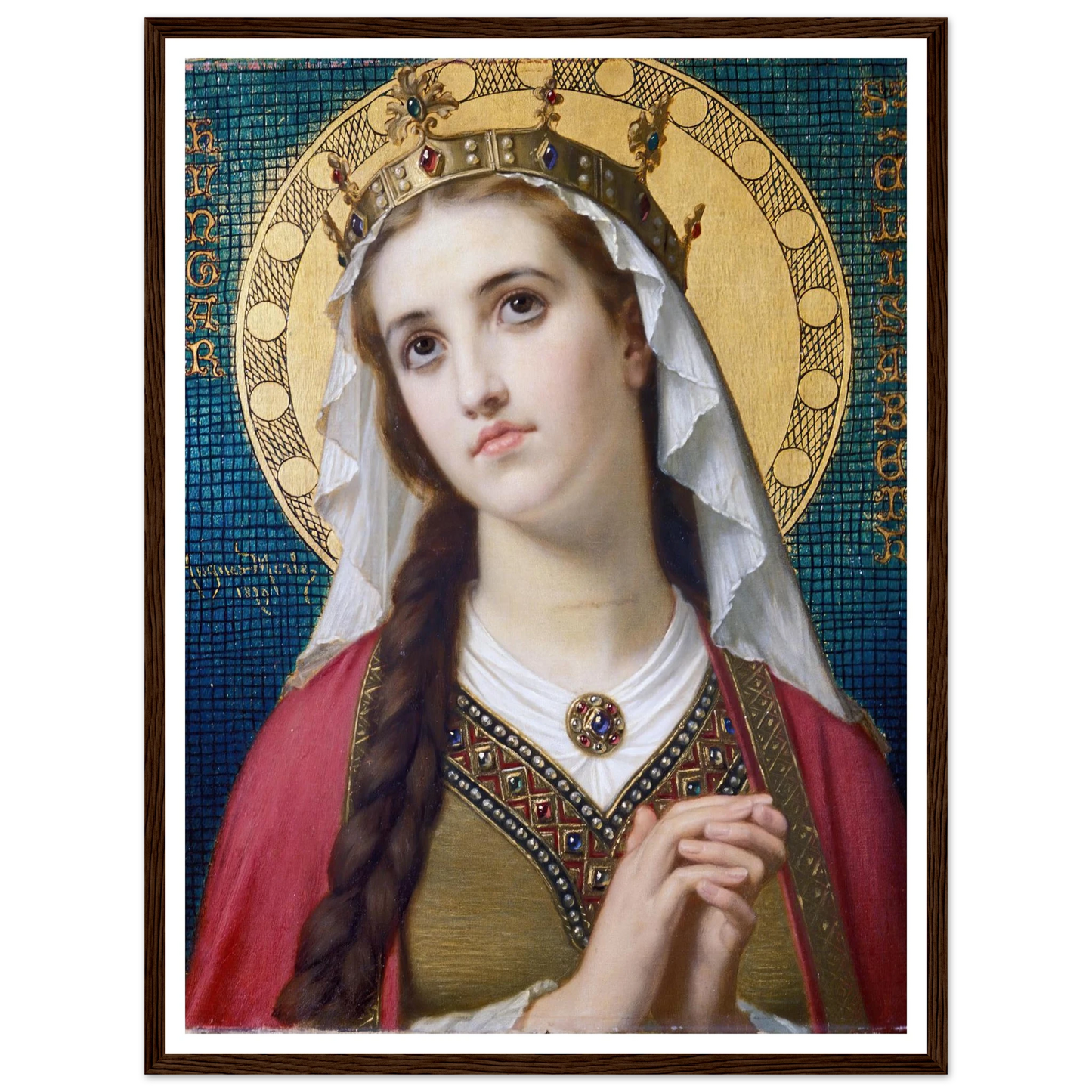 Saint Elizabeth Of Hungary (1879) Art Print | Hugues Merle - Framed Poster - 30x40 cm / 12x16″ - Black frame