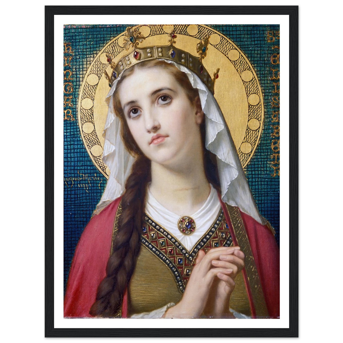 Saint Elizabeth Of Hungary (1879) Art Print | Hugues Merle - Framed Poster - 30x40 cm / 12x16″ - Black frame