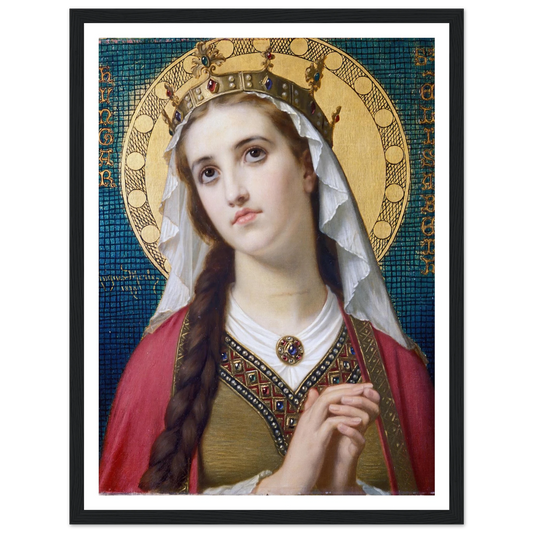 Saint Elizabeth Of Hungary (1879) Art Print | Hugues Merle - Framed Poster - 30x40 cm / 12x16″ - Black frame