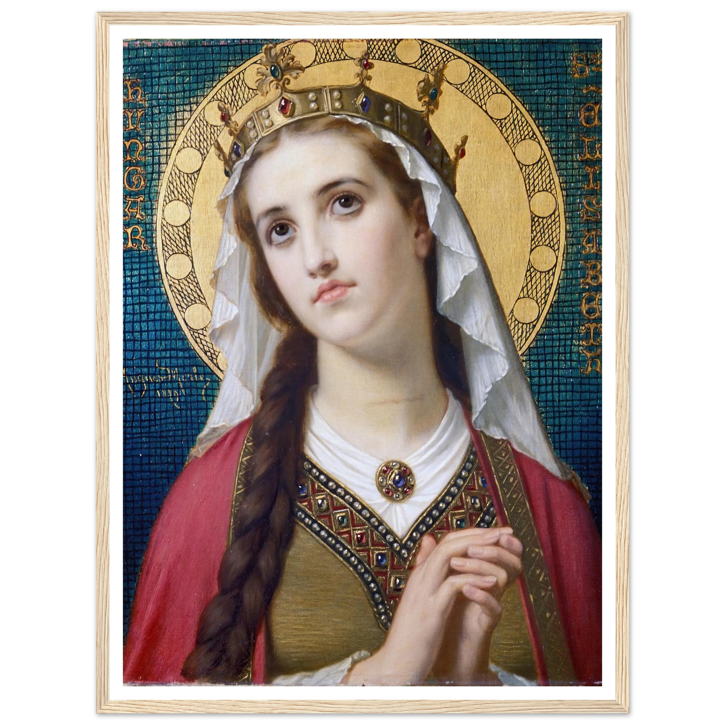 Saint Elizabeth Of Hungary (1879) Art Print | Hugues Merle - Framed Poster - 30x40 cm / 12x16″ - Black frame