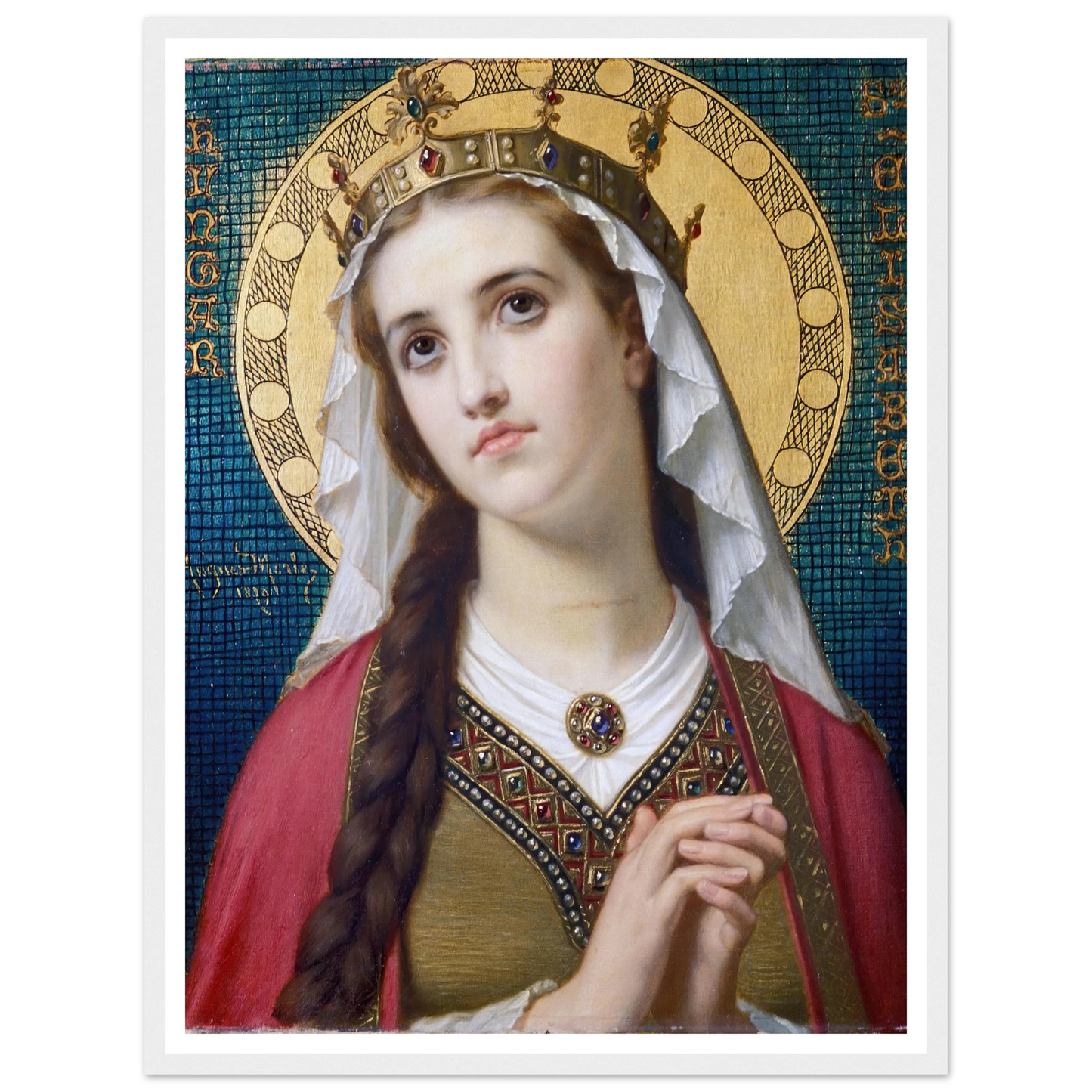 Saint Elizabeth Of Hungary (1879) Art Print | Hugues Merle - Framed Poster - 30x40 cm / 12x16″ - Black frame