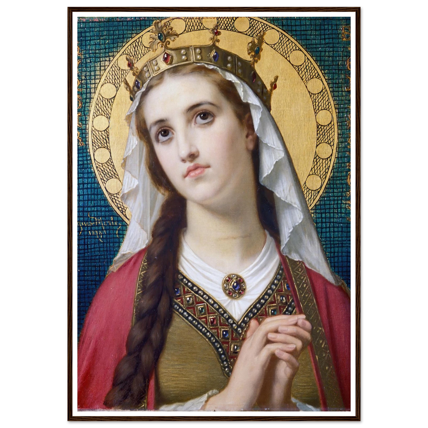 Saint Elizabeth Of Hungary (1879) Art Print | Hugues Merle - Framed Poster - 30x40 cm / 12x16″ - Black frame