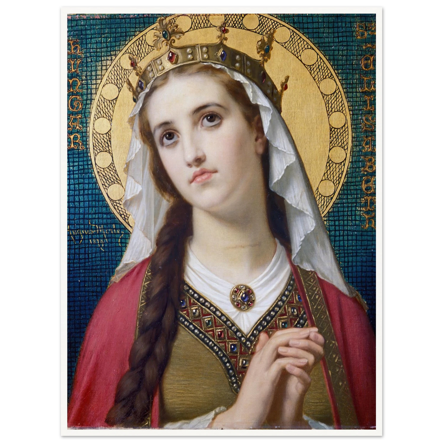 Saint Elizabeth Of Hungary (1879) Art Print | Hugues Merle - Framed Poster - 30x40 cm / 12x16″ - Black frame