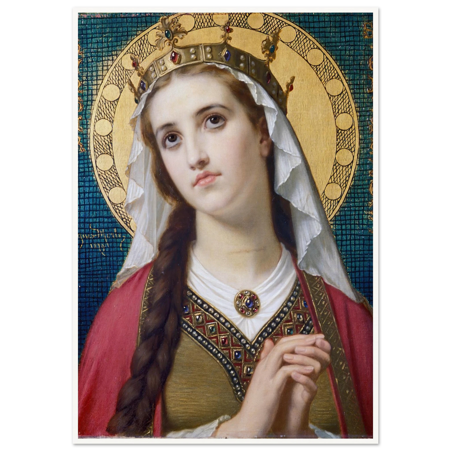 Saint Elizabeth Of Hungary (1879) Art Print | Hugues Merle - Framed Poster - 30x40 cm / 12x16″ - Black frame