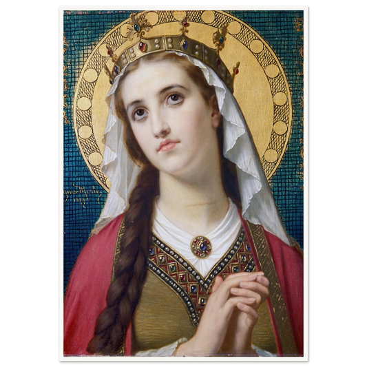 Saint Elizabeth Of Hungary (1879) Art Print | Hugues Merle - Framed Poster - 30x40 cm / 12x16″ - Black frame