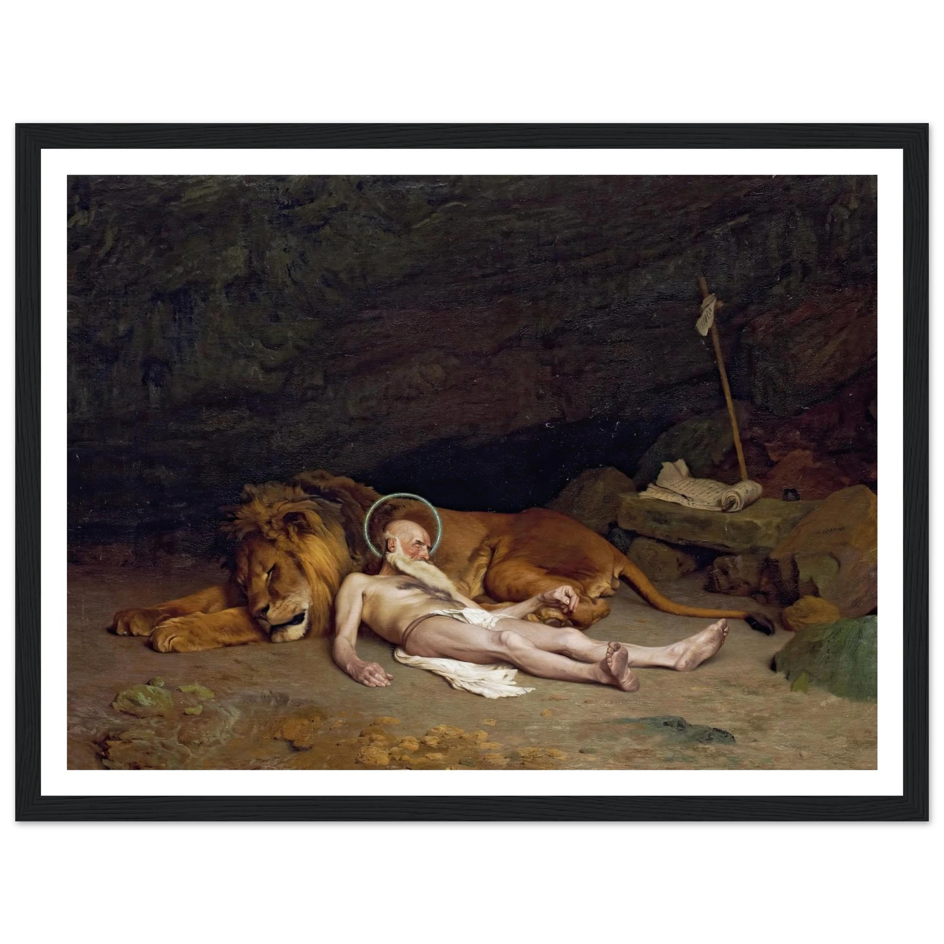 Saint Jerome (1874) Art Print | Jean Leon Gerome - Framed Poster - 30x40 cm / 12x16″ - Black frame