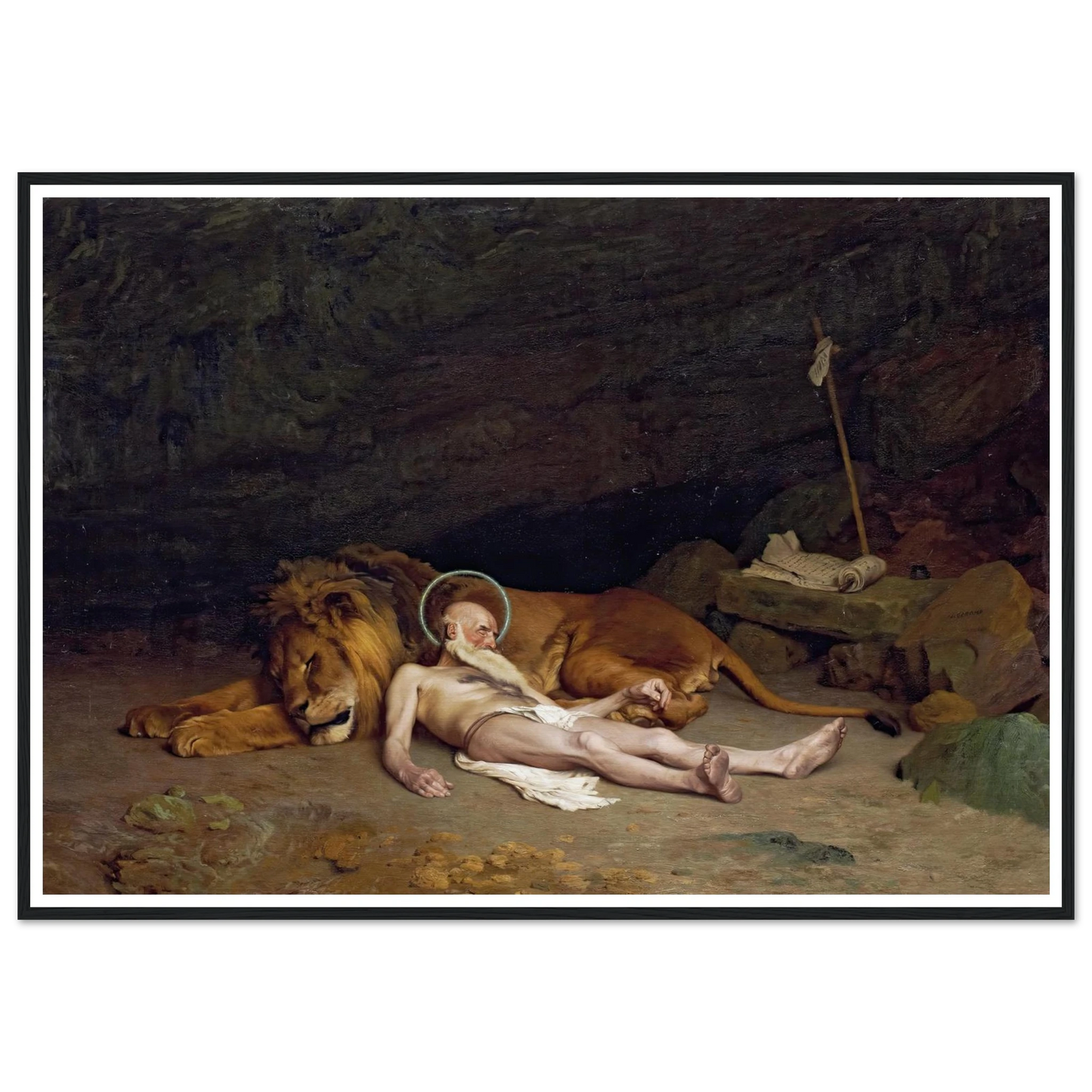 Saint Jerome (1874) Art Print | Jean Leon Gerome - Framed Poster - 30x40 cm / 12x16″ - Black frame