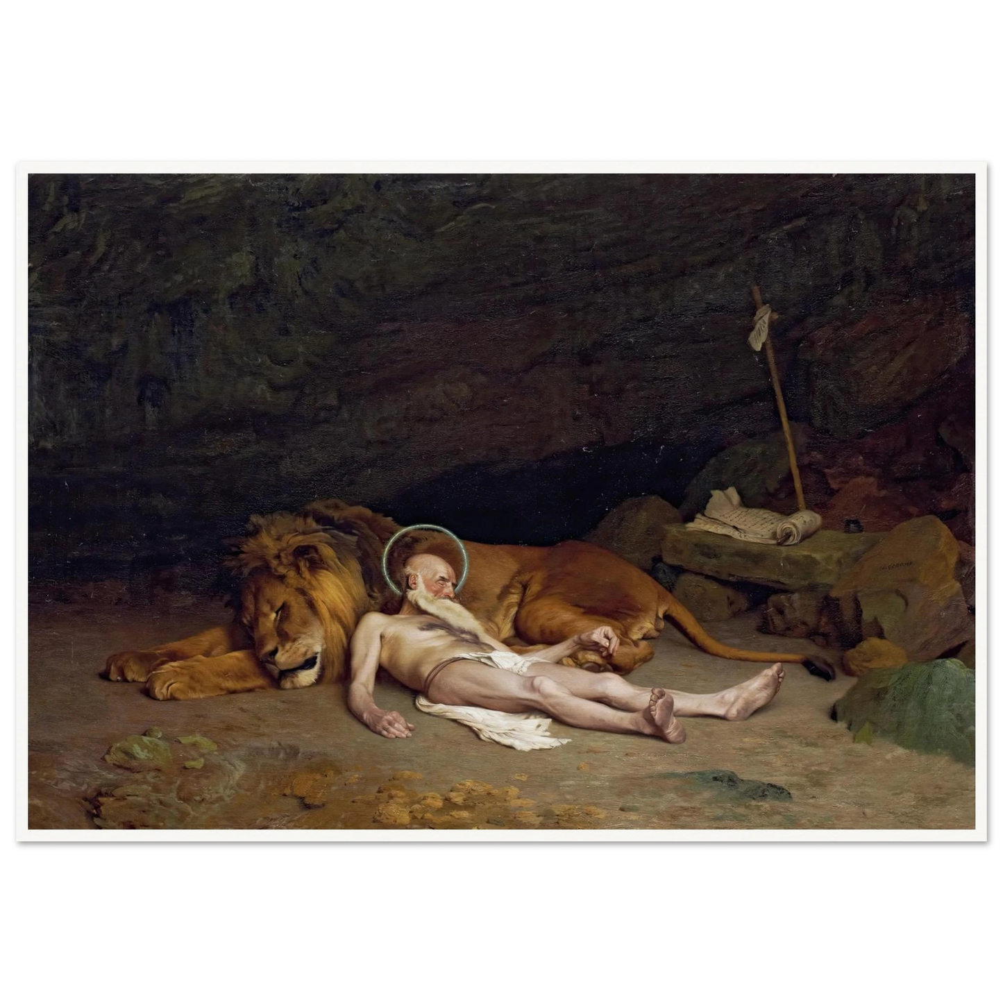 Saint Jerome (1874) Art Print | Jean Leon Gerome - Framed Poster - 30x40 cm / 12x16″ - Black frame