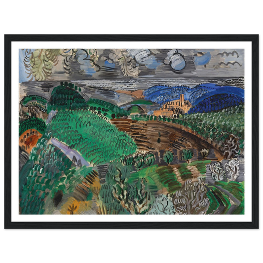 Saint-Paul de Vence (circa 1920) Art Print | Raoul Dufy - Framed Poster - 30x40 cm / 12x16″ - Black frame