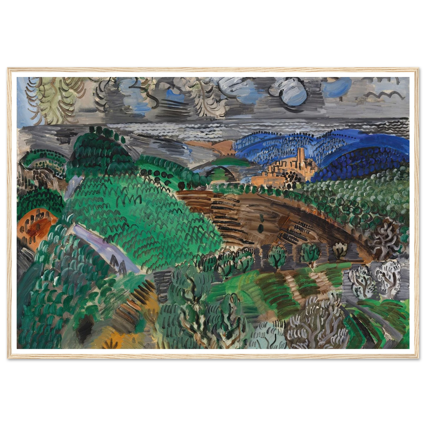 Saint-Paul de Vence (circa 1920) Art Print | Raoul Dufy - Framed Poster - 30x40 cm / 12x16″ - Black frame