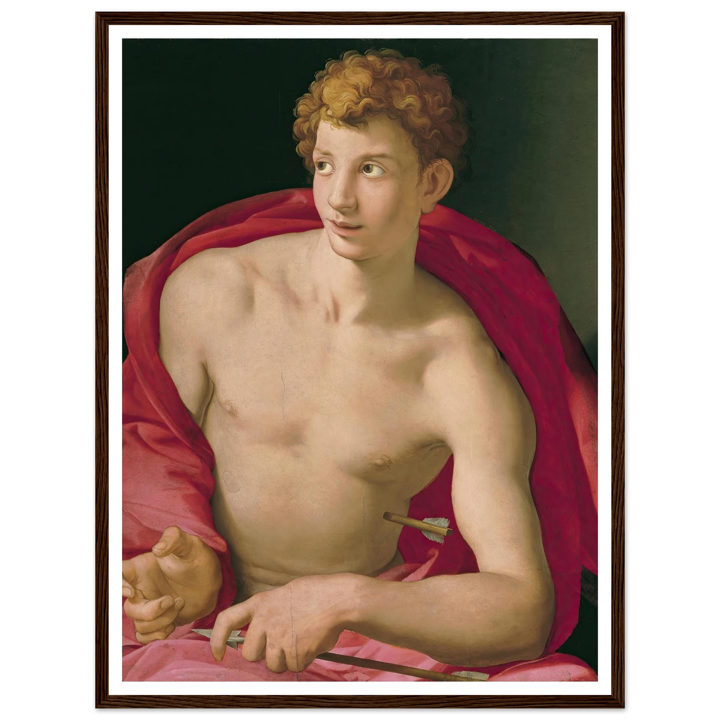 Saint Sebastian (circa 1533) Art Print | Agnolo Bronzino - Framed Poster - 30x40 cm / 12x16″ - Black frame