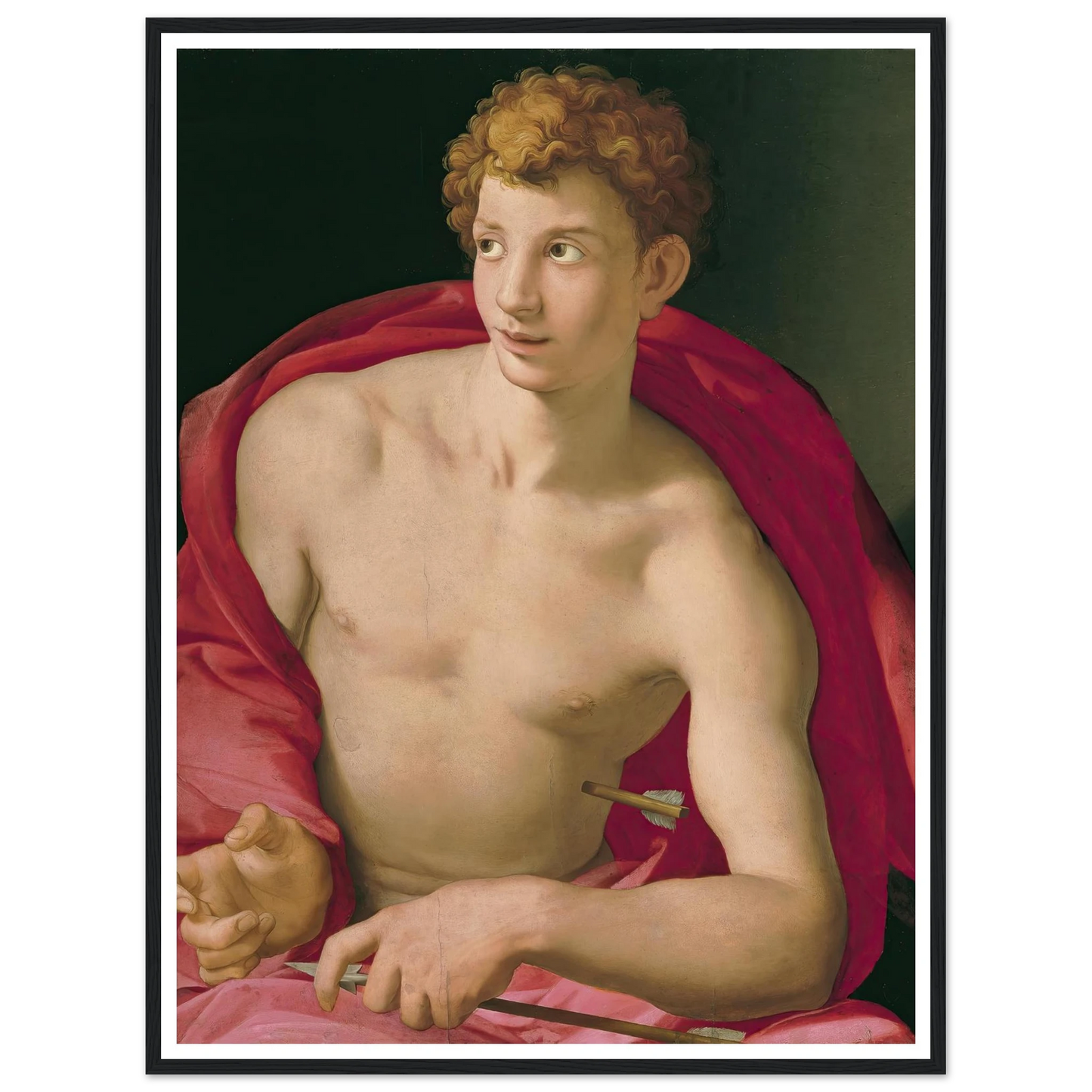 Saint Sebastian (circa 1533) Art Print | Agnolo Bronzino - Framed Poster - 30x40 cm / 12x16″ - Black frame