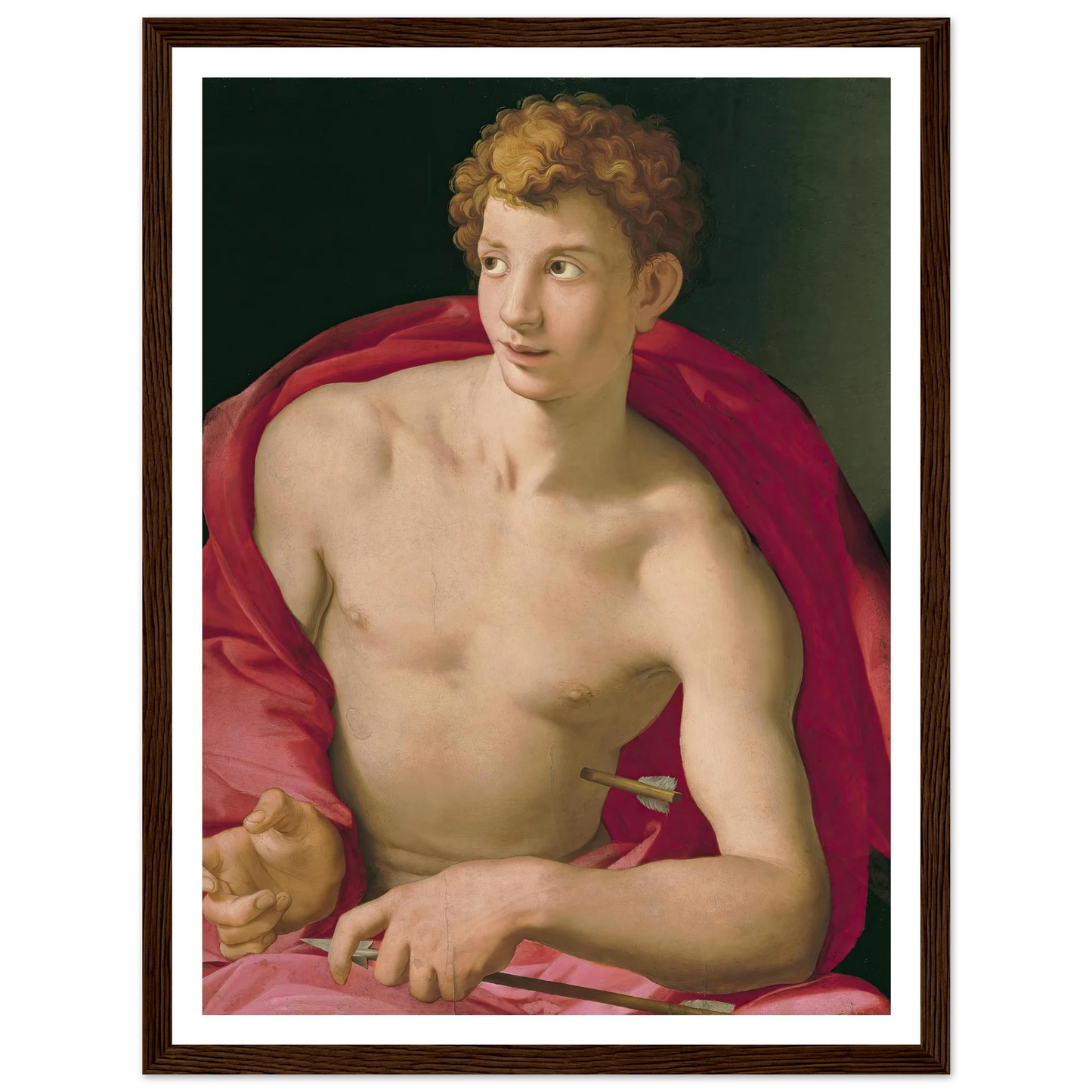 Saint Sebastian (circa 1533) Art Print | Agnolo Bronzino - Framed Poster - 30x40 cm / 12x16″ - Black frame