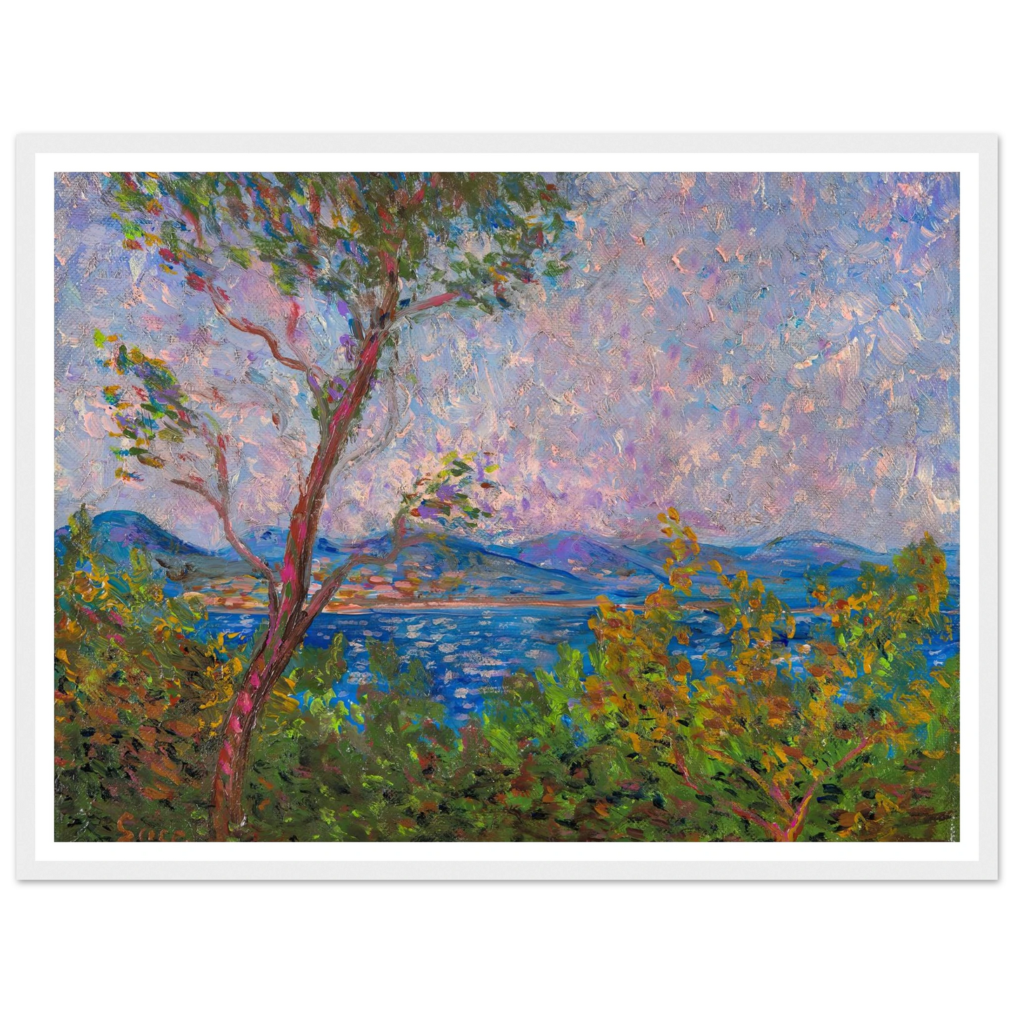 Saint-Tropez au bord de la mer Méditerranée (1893) Art Print | Maximilien Luce - Framed Poster - 30x40 cm / 12x16″ - Black frame