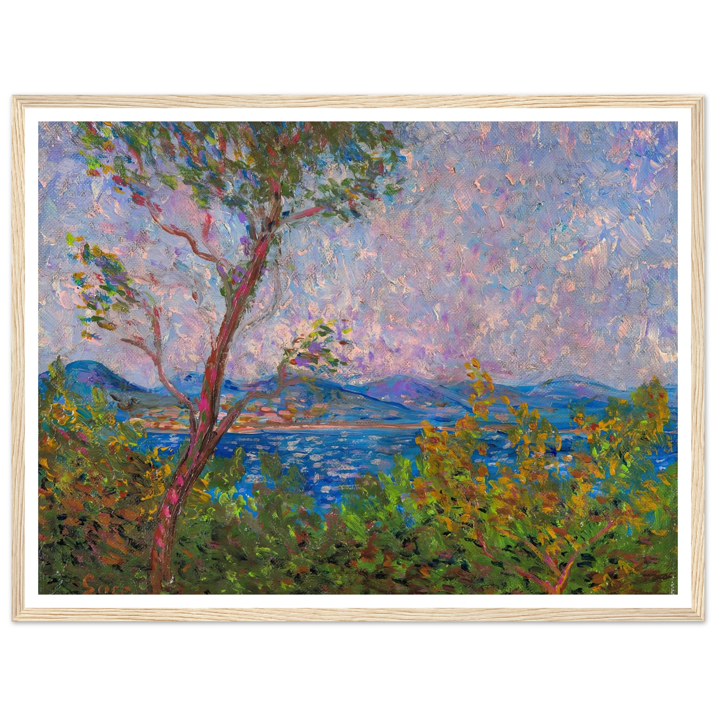 Saint-Tropez au bord de la mer Méditerranée (1893) Art Print | Maximilien Luce - Framed Poster - 30x40 cm / 12x16″ - Black frame