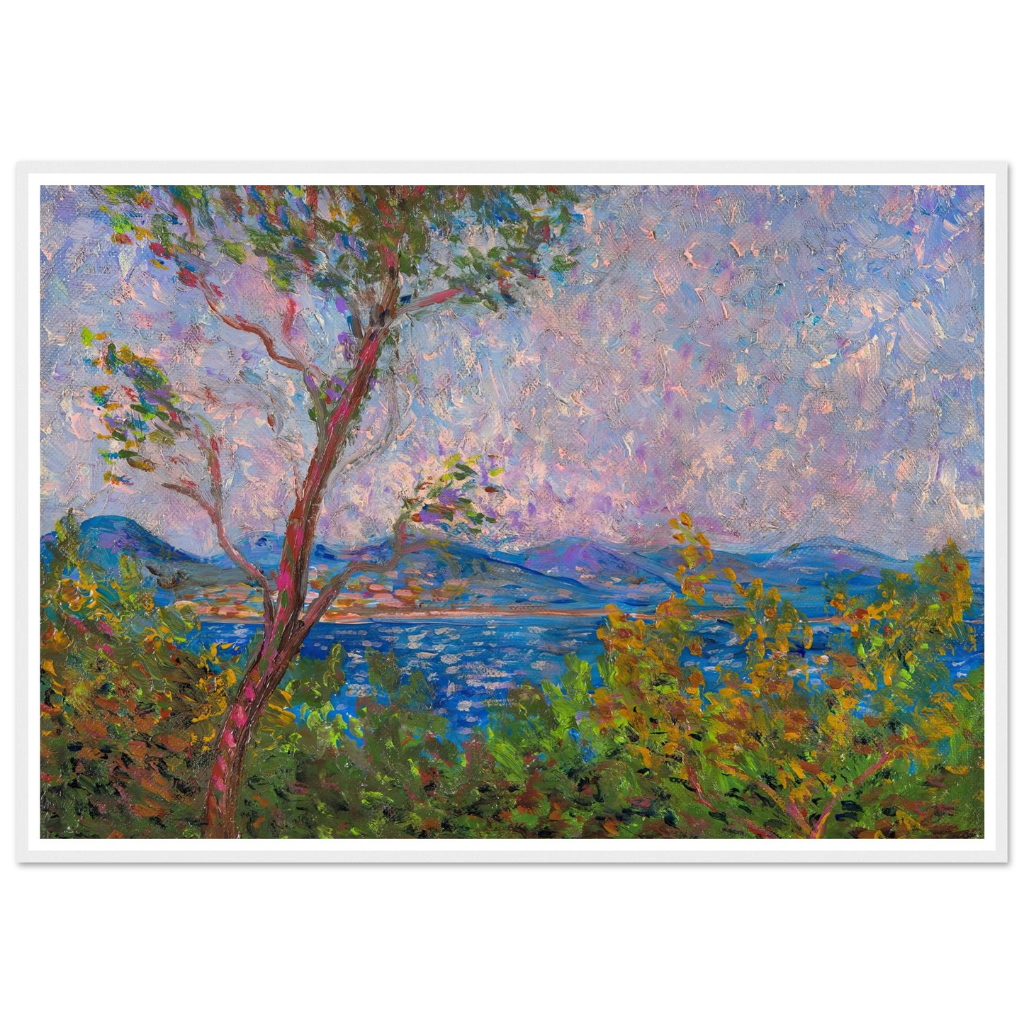 Saint-Tropez au bord de la mer Méditerranée (1893) Art Print | Maximilien Luce - Framed Poster - 30x40 cm / 12x16″ - Black frame