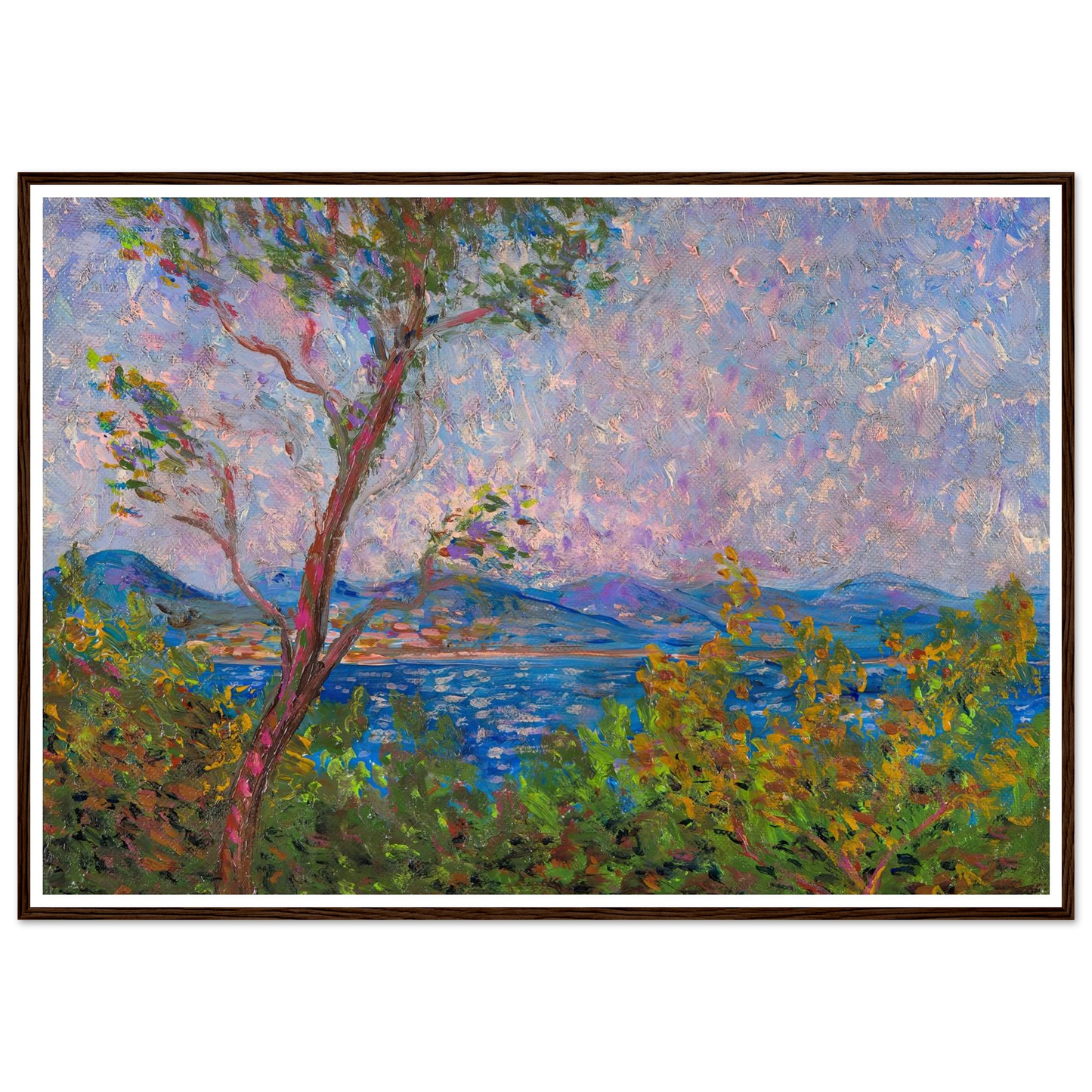 Saint-Tropez au bord de la mer Méditerranée (1893) Art Print | Maximilien Luce - Framed Poster - 30x40 cm / 12x16″ - Black frame