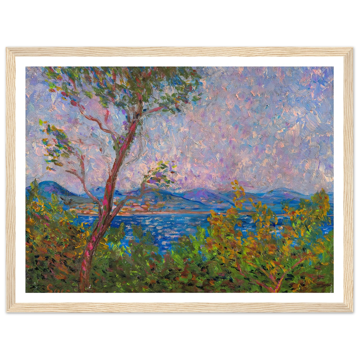 Saint-Tropez au bord de la mer Méditerranée (1893) Art Print | Maximilien Luce - Framed Poster - 30x40 cm / 12x16″ - Black frame
