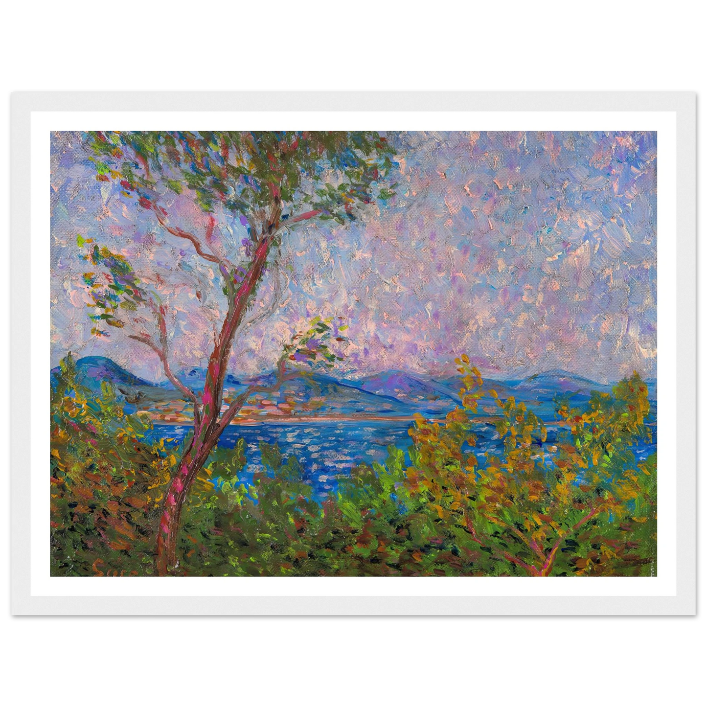 Saint-Tropez au bord de la mer Méditerranée (1893) Art Print | Maximilien Luce - Framed Poster - 30x40 cm / 12x16″ - Black frame