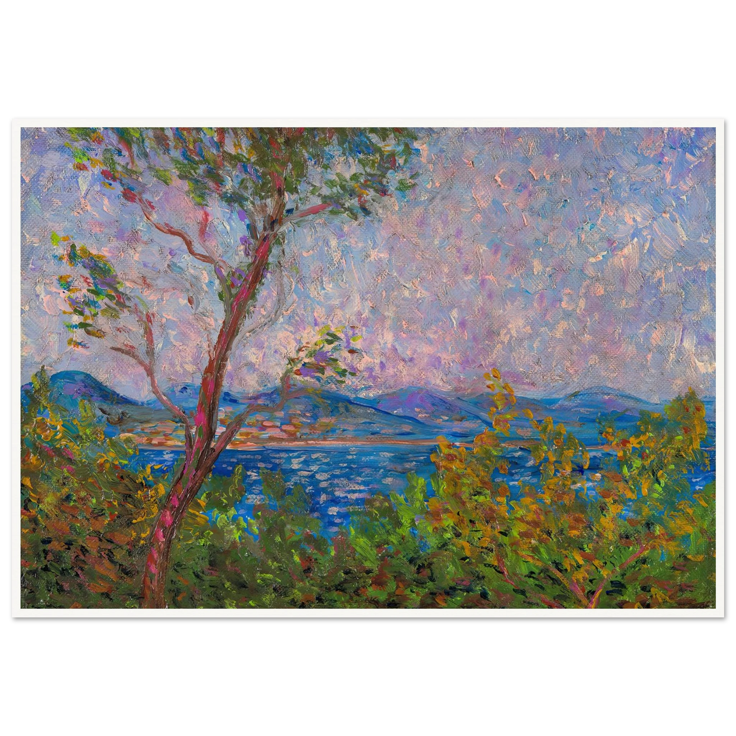 Saint-Tropez au bord de la mer Méditerranée (1893) Art Print | Maximilien Luce - Framed Poster - 30x40 cm / 12x16″ - Black frame