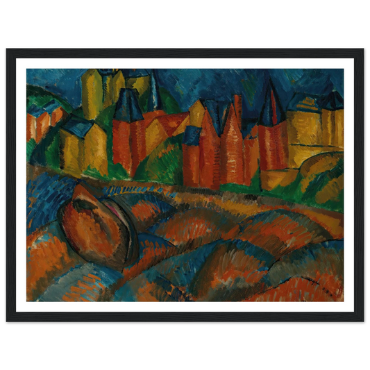 Sainte-Adresse, la plage (1909) Art Print | Raoul Dufy - Framed Poster - 30x40 cm / 12x16″ - Black frame