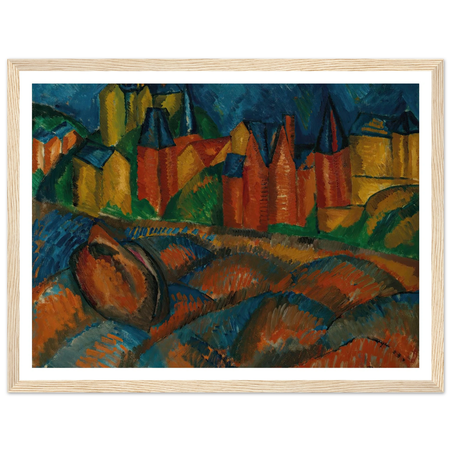 Sainte-Adresse, la plage (1909) Art Print | Raoul Dufy - Framed Poster - 30x40 cm / 12x16″ - Black frame