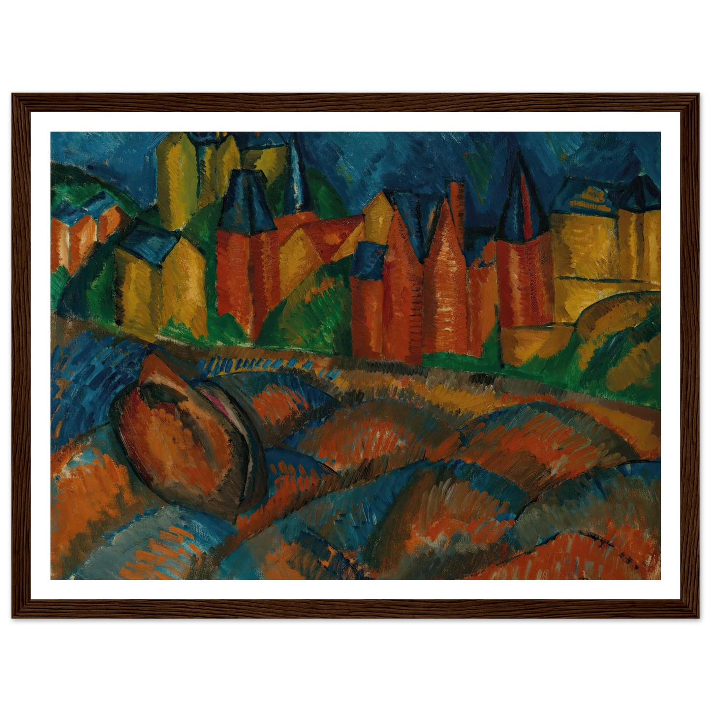 Sainte-Adresse, la plage (1909) Art Print | Raoul Dufy - Framed Poster - 30x40 cm / 12x16″ - Black frame