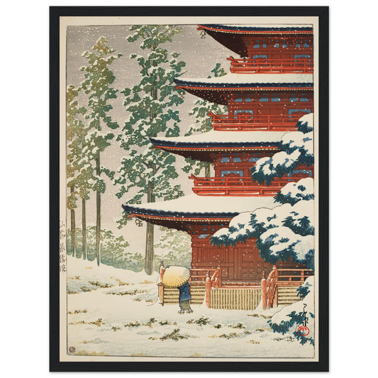 Saisho-in Temple, Hirosaki (1936) Art Print | Kawase Hasui - Framed Poster - 30x40 cm / 12x16″ - Black frame