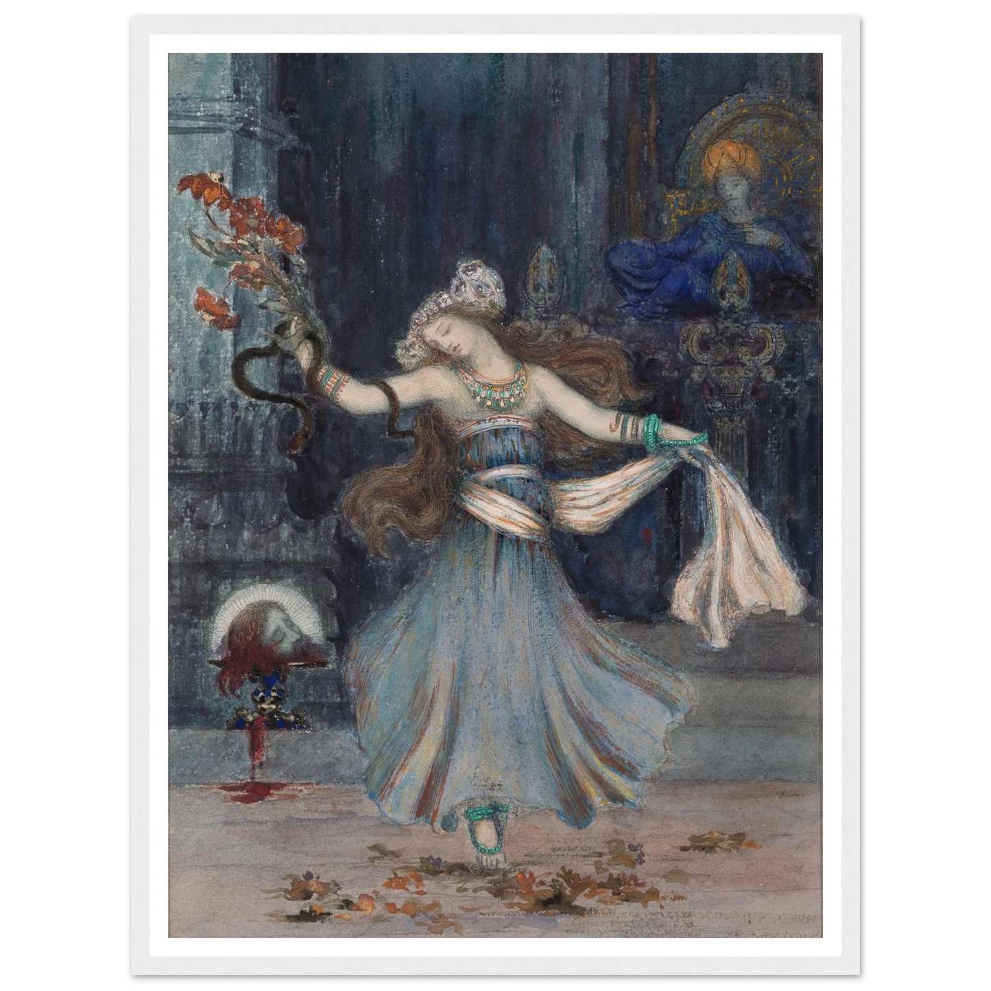 Salomé Dancing Before the Head of St. John the Baptist (mid to late 19th century) Art Print | Gustave Moreau - Framed Poster - 30x40 cm / 12x16″ - Black frame